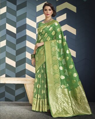 Green Designer Bridal Organza Silk Saree