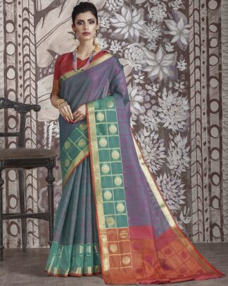 Purple Reception And Party Banarasi Muslin Silk Saree