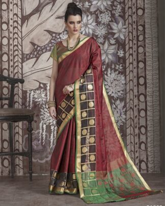 Red Reception And Party Banarasi Muslin Silk Saree