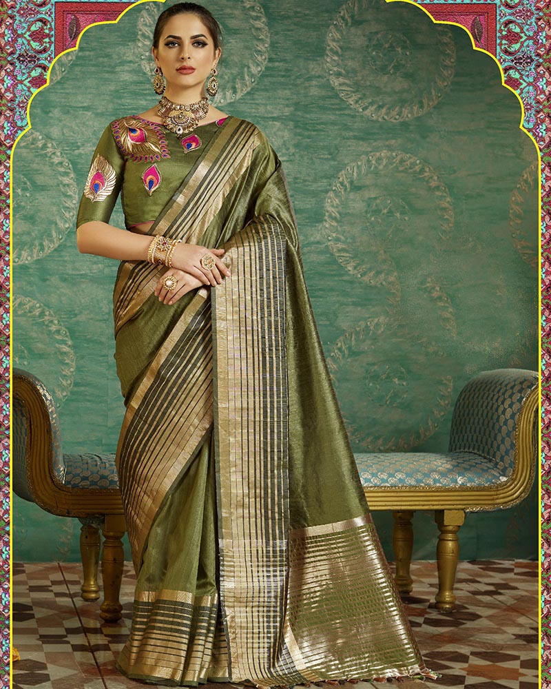 Green Designer Handloom Silk Saree