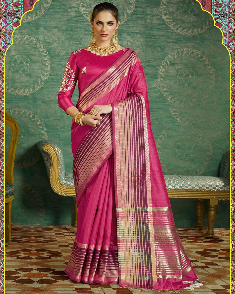 Pink Designer Handloom Silk Saree