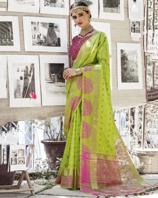 Light Green Designer Banarasi Silk Saree