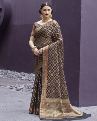 Black Wedding And Ceremonial Silk Blend Saree