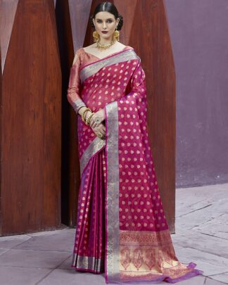 Pink Wedding And Ceremonial Silk Blend Saree