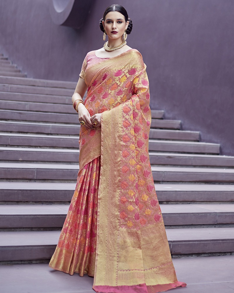 Multicolor Wedding And Ceremonial Silk Blend Saree