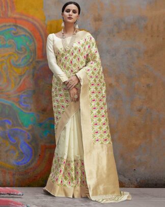 Multicolor Designer Silk Blend Saree