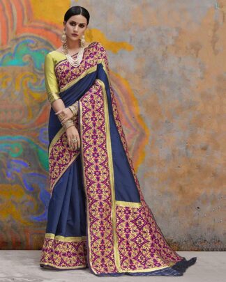 Blue Designer Silk Blend Saree