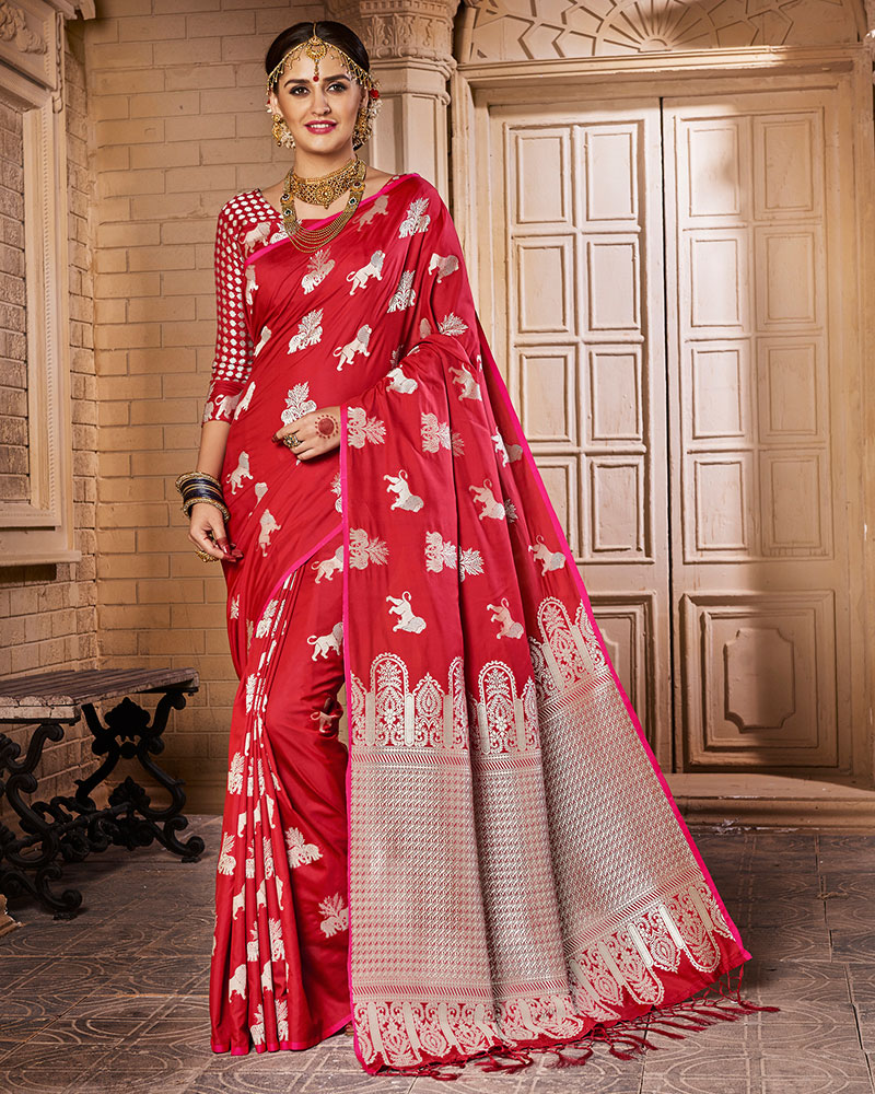 Red Designer Silk Saree