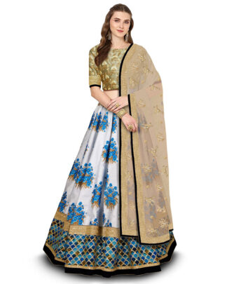 Delectable Digital Print, Embroidered Multicolor Lehenga Choli