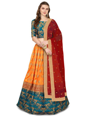 Mesmerizing Digital Print, Embroidered Multicolor Lehenga Choli