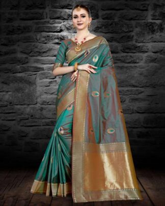Topnotch Peach Two Tone Art Silk Saree