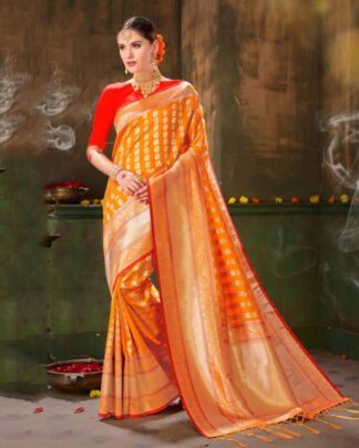 Superlative Orange Silk Saree