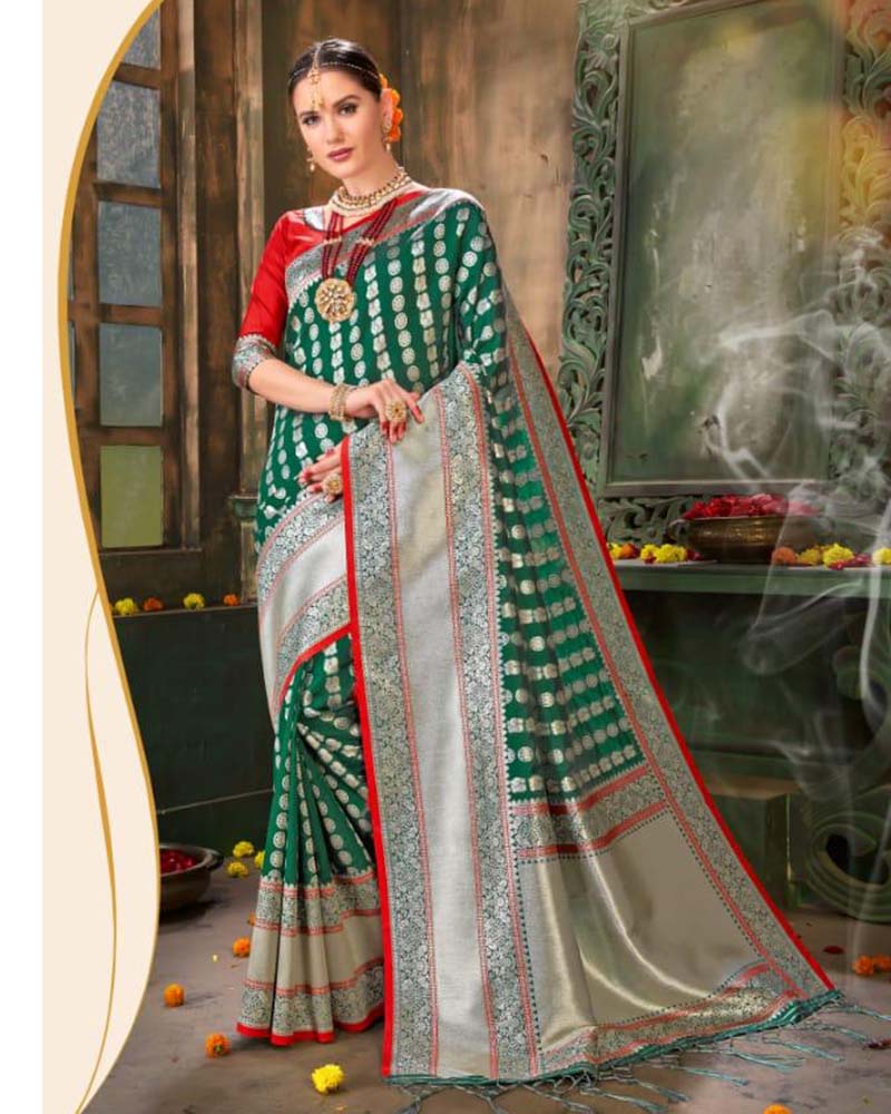 Tempting Orange Silk Saree