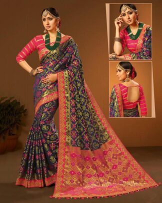Attractive Peach Banarasi Silk Saree