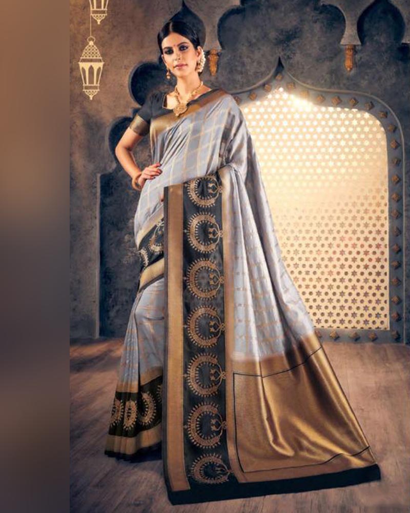 Preferable Sea Green And Red Silk Saree