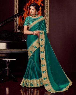 Sparkling Orange Barfi Silk Saree