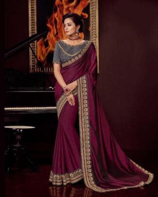 Stupendous Beige Malbari Satin Saree