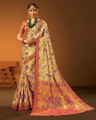 Sparkling Light Green Banarasi Silk Saree