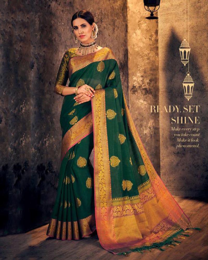 Marvelous Black And Pink Silk Saree