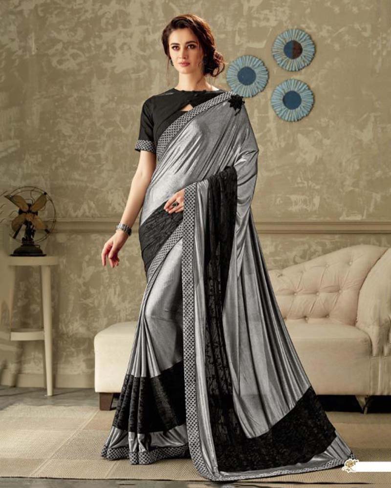 Delectable Beige Lycra Saree