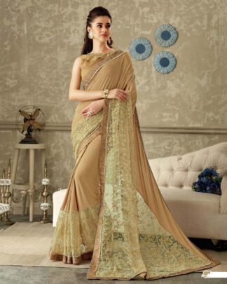 Sightly Gray And Black Lycra Saree