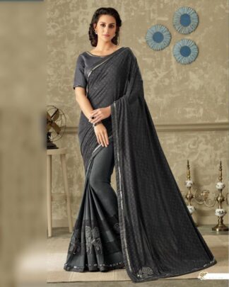 Aesthetic Black Lycra Saree