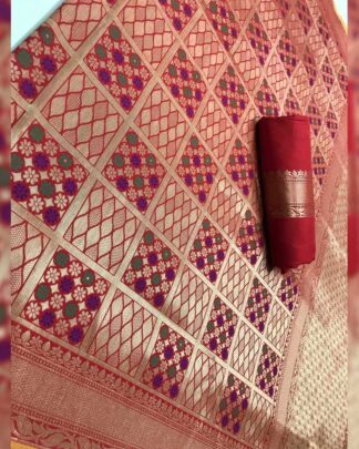 Gold And Red Bridal Silk Saree