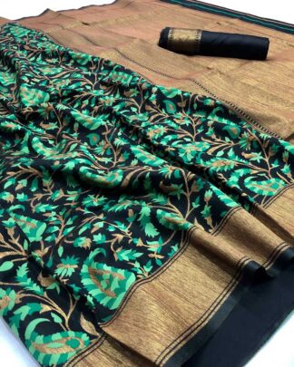 Black And Turquoise Traditional Silk Saree