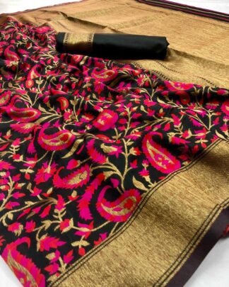 Black And Pink Traditional Silk Saree
