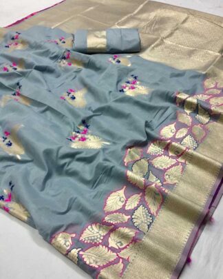 Gray Traditional Cotton Silk Saree