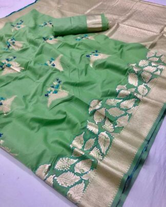 Light Green Traditional Cotton Silk Saree