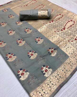 Gray Traditional Cotton Silk Saree
