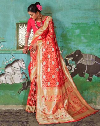 Orange Reception Wear Weaving Silk Saree