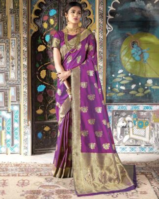 Purple Reception Wear Weaving Silk Saree