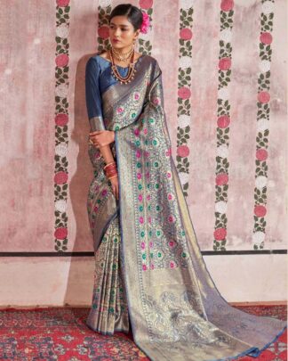 Multicolor Reception Wear Weaving Silk Saree