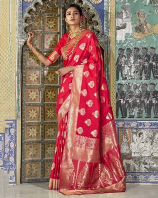 Red Reception Wear Weaving Silk Saree