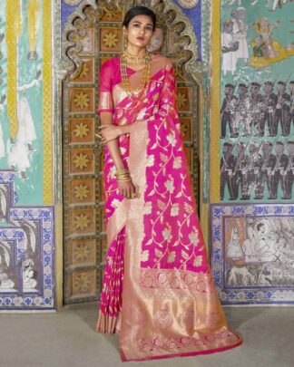 Magenta Reception Wear Weaving Silk Saree