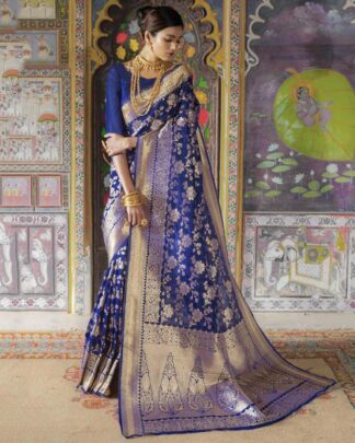 Blue Reception Wear Weaving Silk Saree