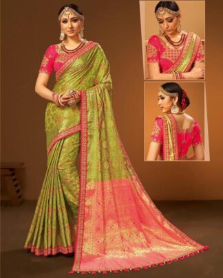 Cute Yellow Banarasi Silk Saree