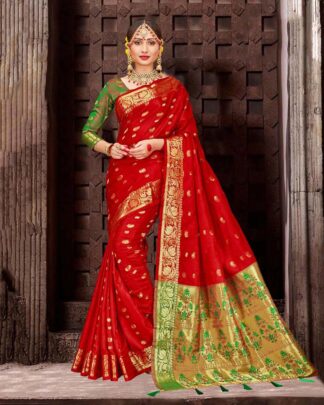 Compelling Green Patola Silk Saree