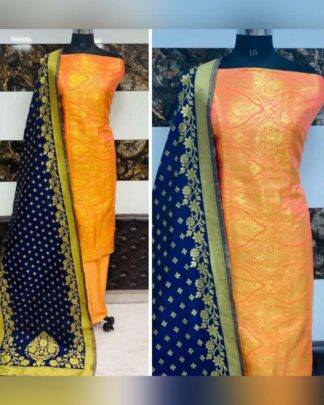 Orange Banarasi Silk Salwar Suit