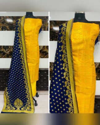 Mustard Banarasi Silk Salwar Suit