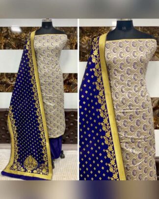 Gray Banarasi Silk Salwar Suit