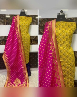 Mustard Banarasi Silk Salwar Suit
