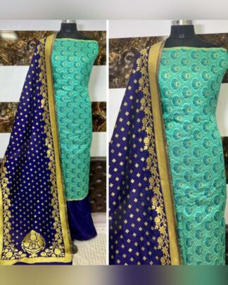 Sky Blue Banarasi Silk Salwar Suit