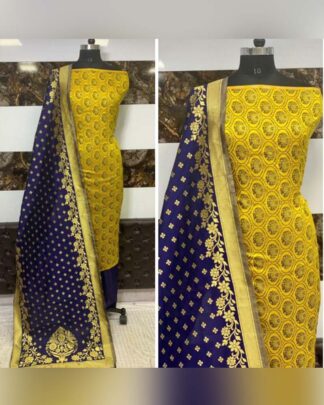 Yellow Banarasi Silk Salwar Suit