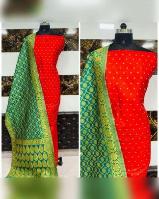 Red Banarasi Silk Salwar Suit