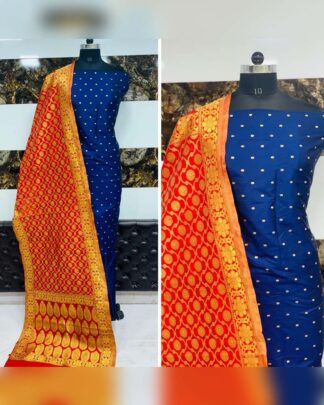 Blue Banarasi Silk Salwar Suit