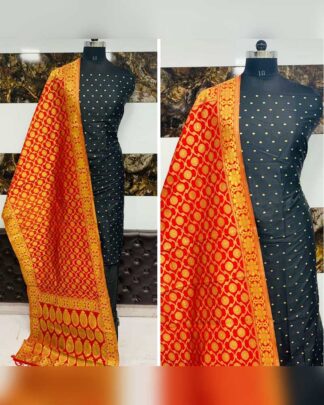 Black Banarasi Silk Salwar Suit