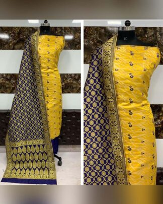 Yellow Banarasi Silk Salwar Suit